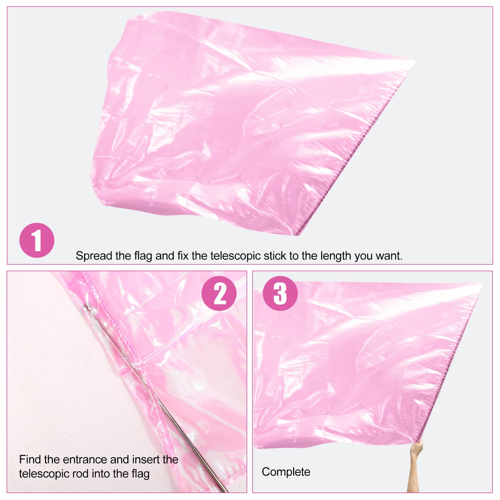 Bandera de Adoración XIHIRCD, 2 Piezas, Rosa Transparente, 130 x 114 cm, Poliéster, Rectangular, Escalable, para Danza y Actuación en Eventos Religiosos