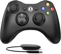Vista 2 de ASTARRY Controlador inalámbrico compatible con Xbox 360 control de juego de 24 GHZ joystick compatible con Xbox y Slim 360 PC Windows 7 8 10 negro