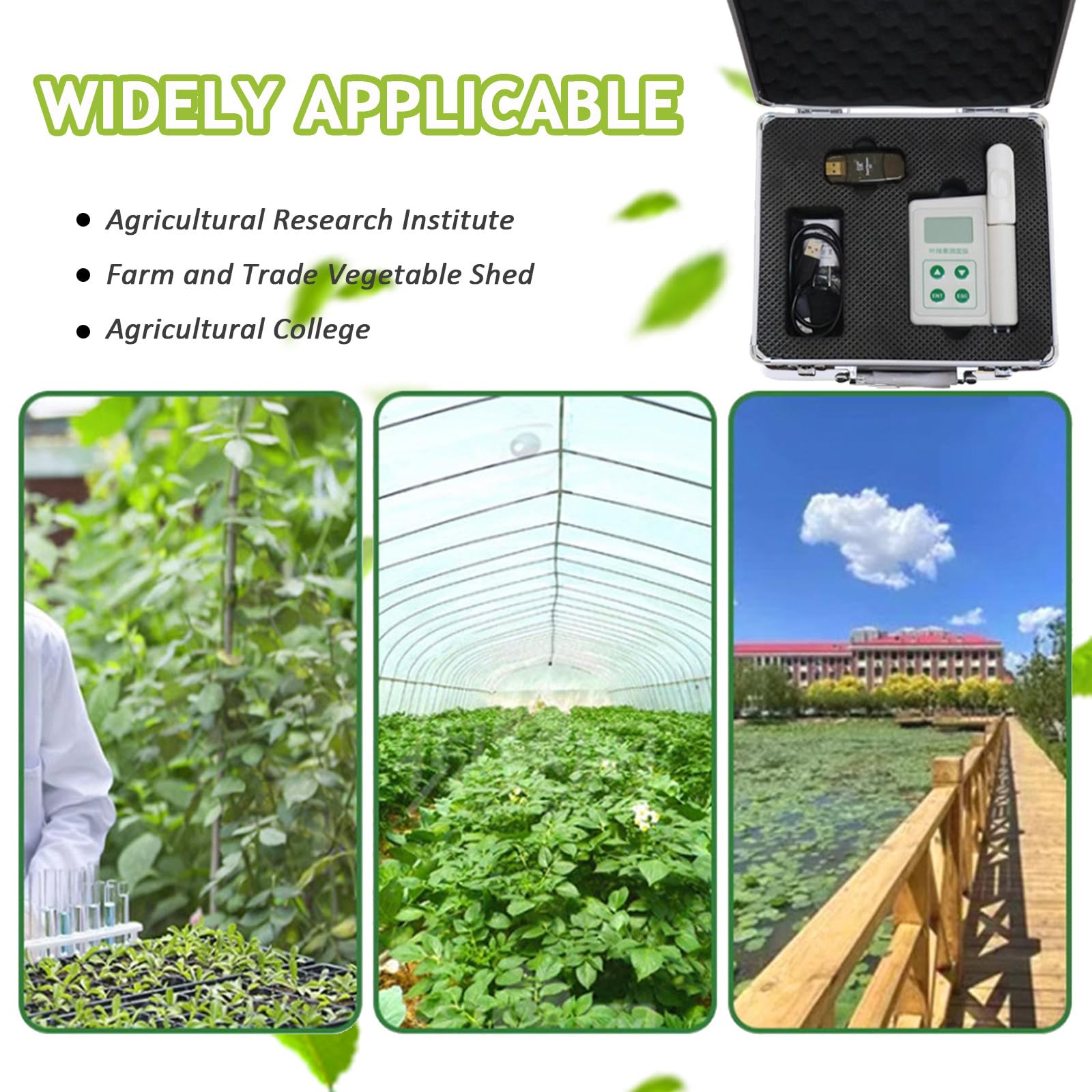 Medidor de clorofila de nitrógeno 4 en 1 para humedad del suelo, probador de nutrición vegetal manual para jardineros, agricultores y científicos, incluye práctica caja de almacenamiento