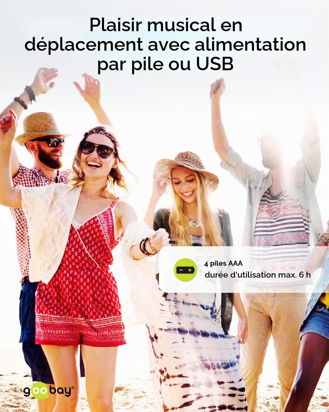 Goobay 95122 Barre de son de 6W, Haut-parleur stéréo pour PC, TV et ordinateur portable, blanc
