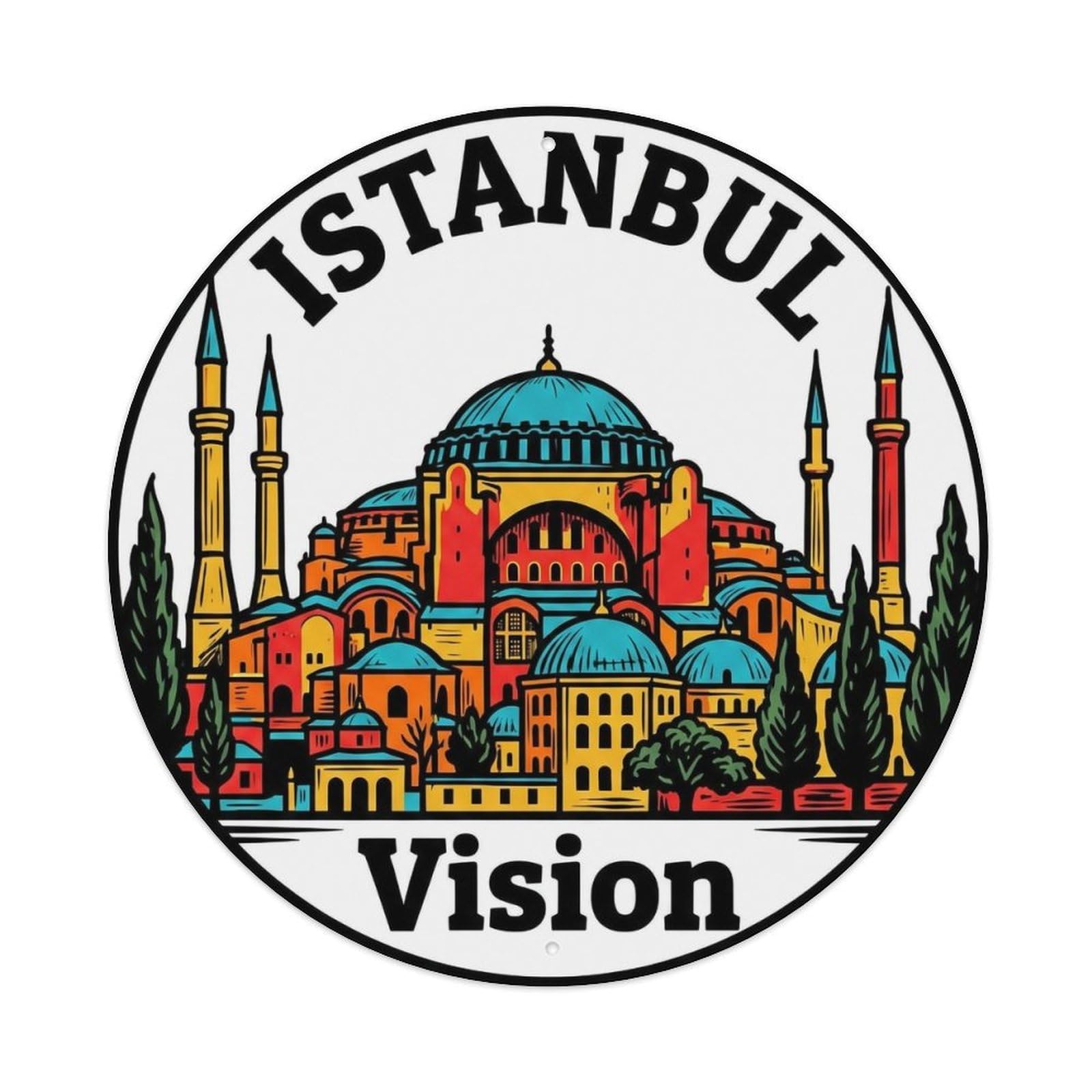 Vintage Travel Istanbul Turkey Vision Vintage Metal Tin Sign Plaque Wall Decor for Cafe, Club Bar, Office, Garden Metal Poster 8x8Inch