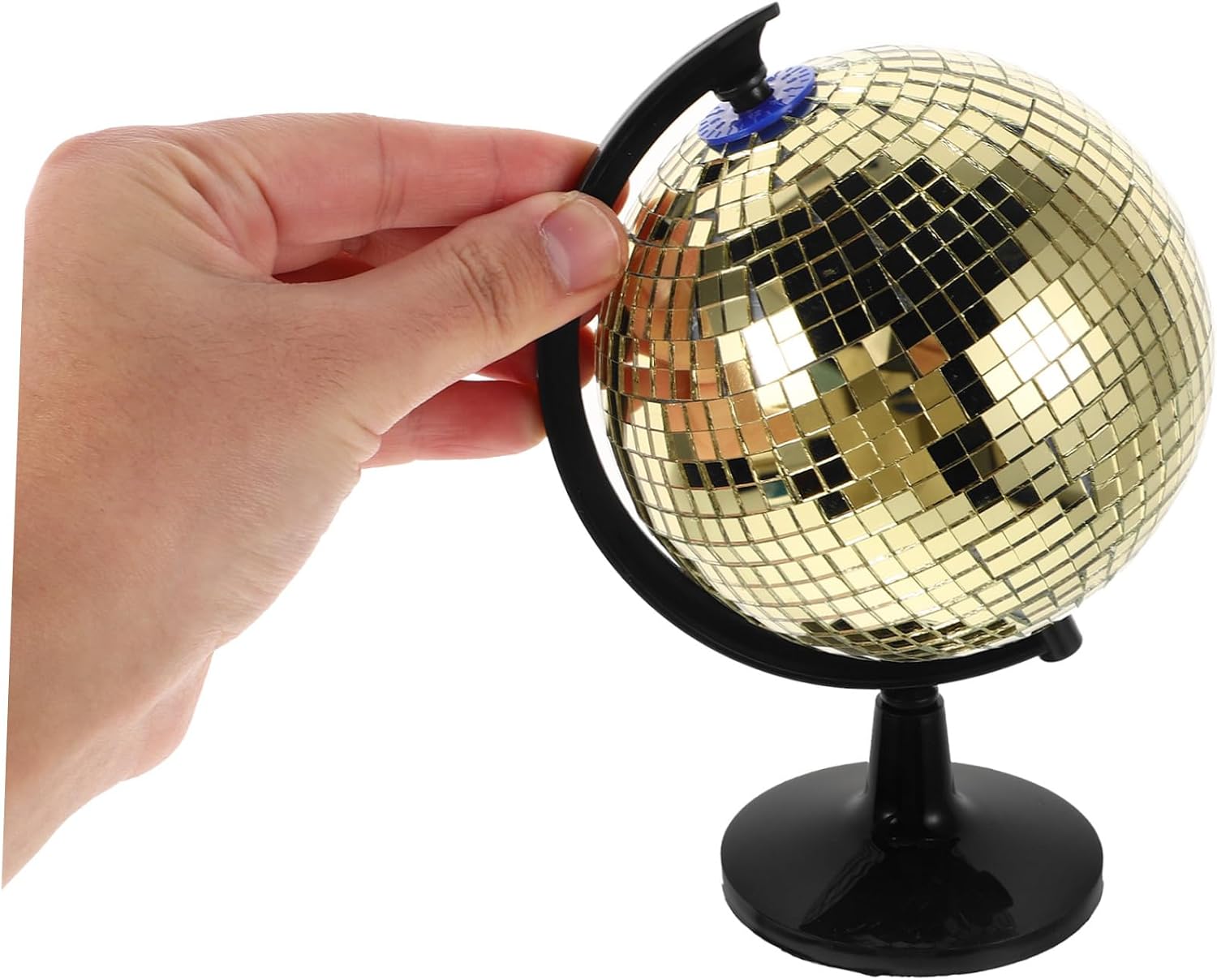 den Rotating Disco Ball Globe - Reflective Mirror Surface, Sparkling Flare Effect, Creative Office Desk Ornament for Home & Party Decorations