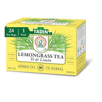 Tadin Lemongrass Tea, Herbal Tea, Caffeine Free, 24 Tea Bags Per Box, Pack of 1