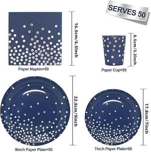 Miniatura 9 de Juego de 350 platos de papel floral, platos desechables con borde dorado para 50 invitados, suministros de fiesta para adultos, jardín, fiesta de