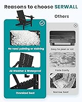 Vista 13 de SERWALL Juego de 2 sillas Adirondack modernas, sillas Adirondack plegables con portavasos dobles, sillas de plástico HDPE para exteriores para Negro