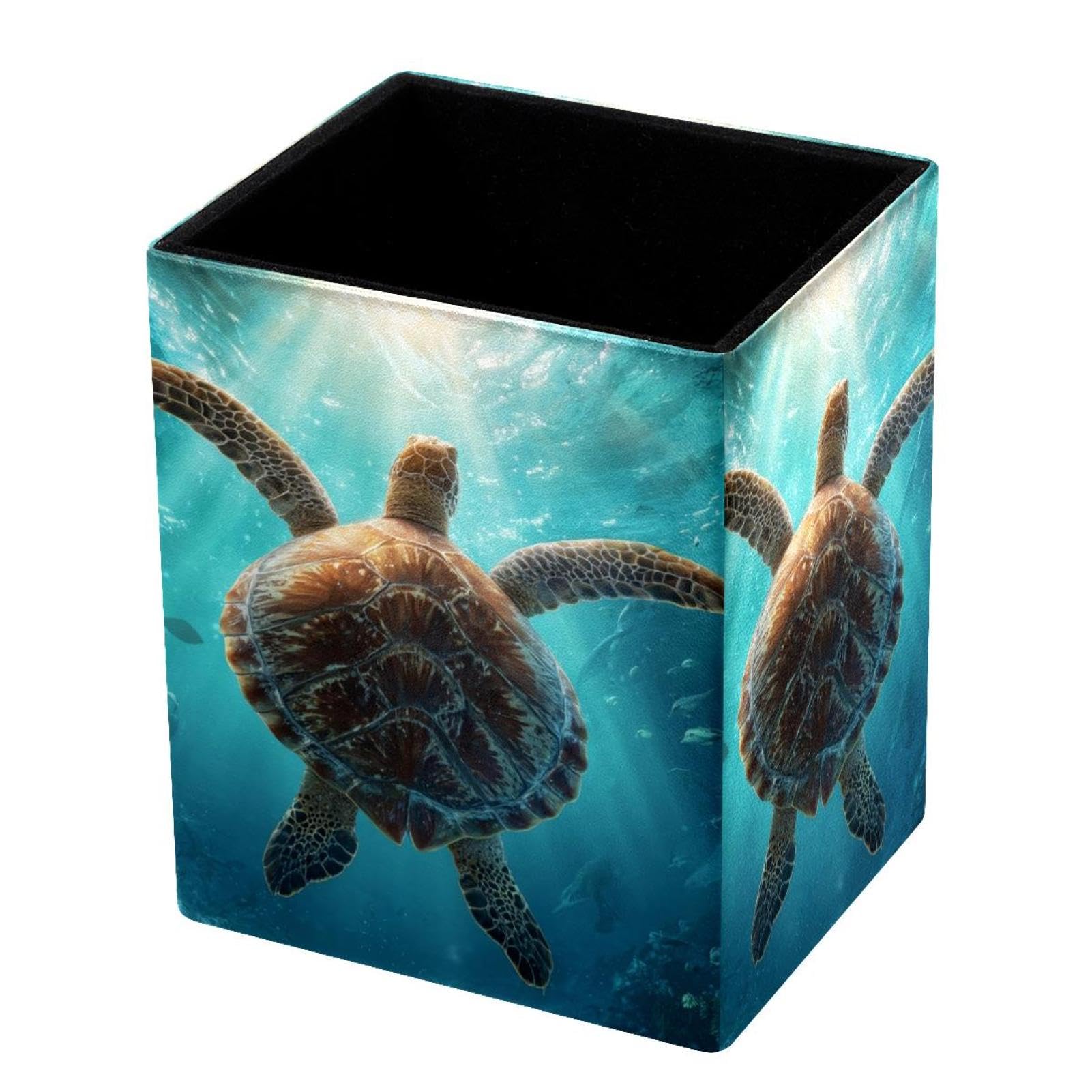 VAPOKF Pencil Holders for Desk, Sea Turtle Printed Pen Holders Pen Pot Makeup Brushes Storage Desktop Stationery Supplies Organiser for Home Office