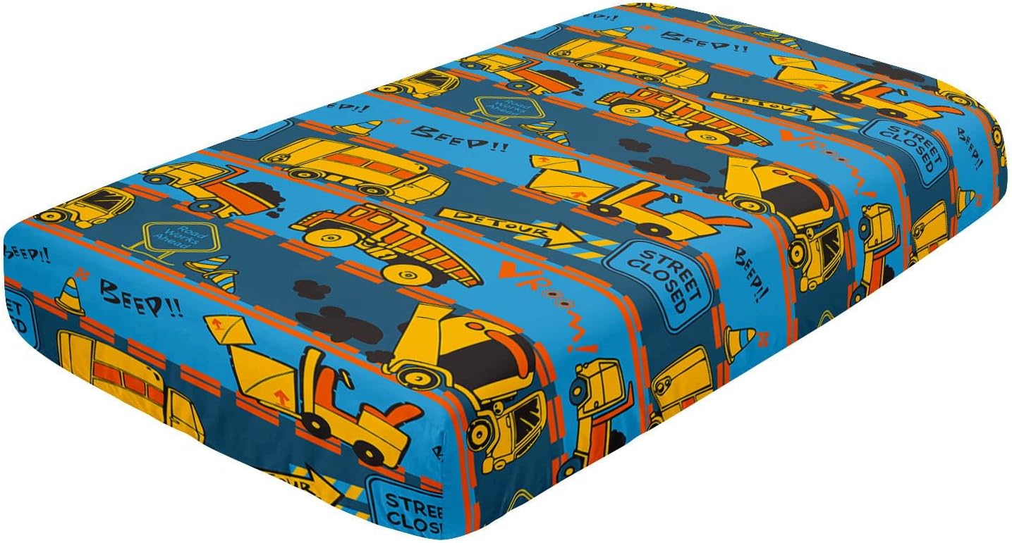 Crib Bedding Set,3pcs Nursery Cartoon Truck Printed Crib Bedding Set,with Comforter Sheet & Skirt for Baby Boys and Girls(Truck)
