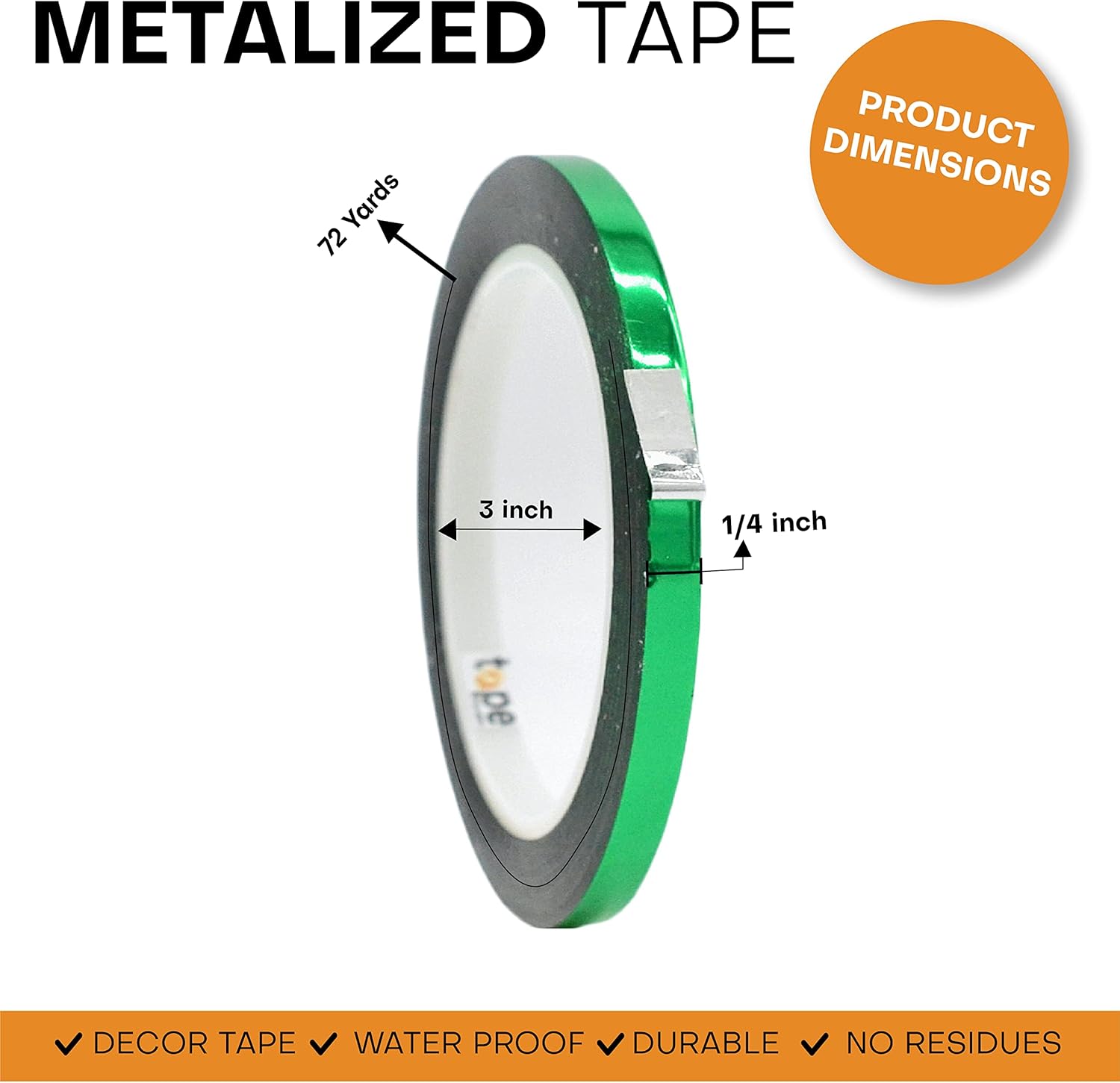 WOD MPFT2 Christmas Bundle Metalized Polyester Film Tape - 1/4 inch x 72 yds - for Christmas Decoration, Xmas Gift Wrapping Presents and DIY Winter Art Crafts