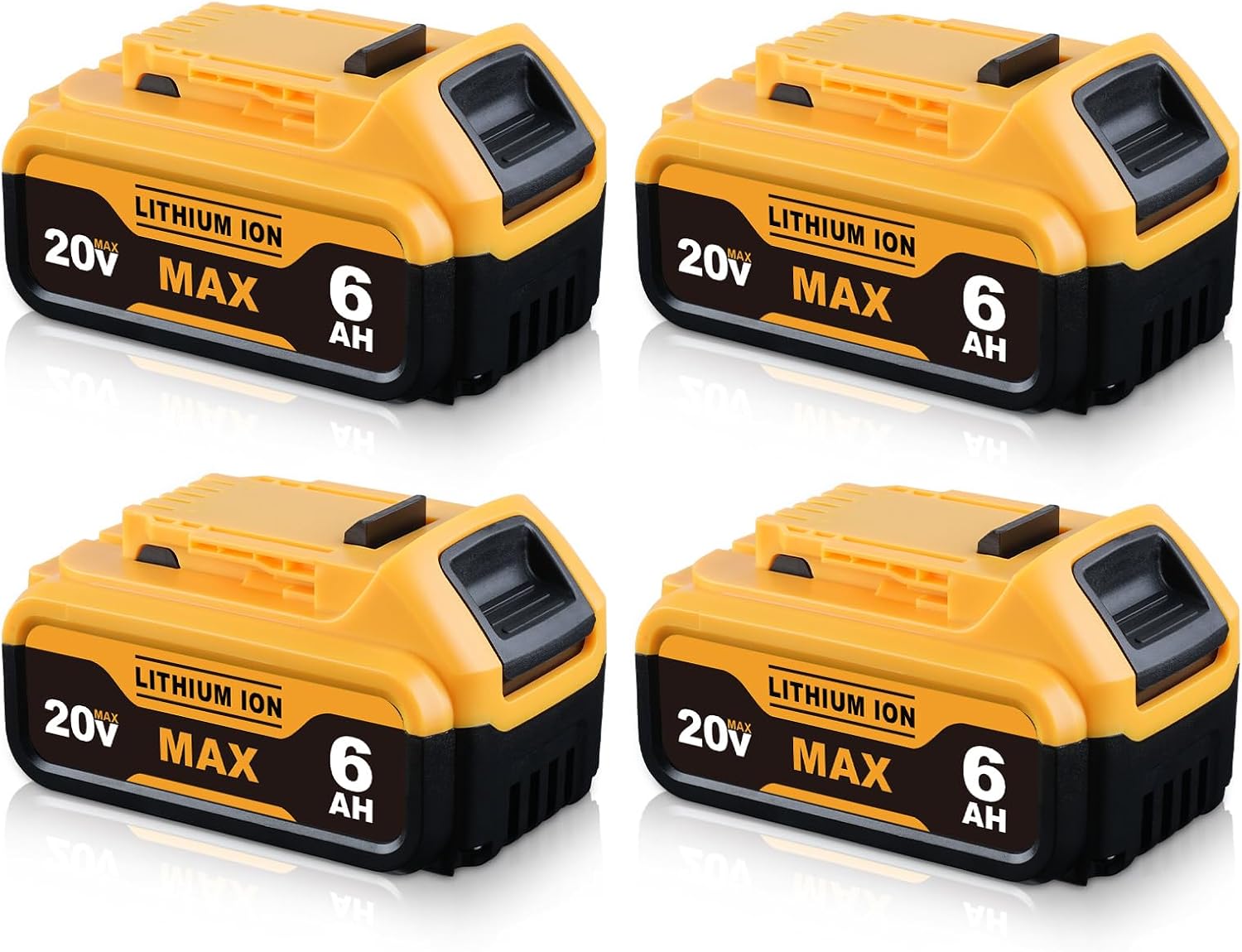 4Pack 6000mAh Replacment for DeWalt 20V Max Battery Compatible with DeWalt Lithium-ion Battery DCB200 DCB201 DCB206 DCB207 Replacment for 20V Cordless Power Tools