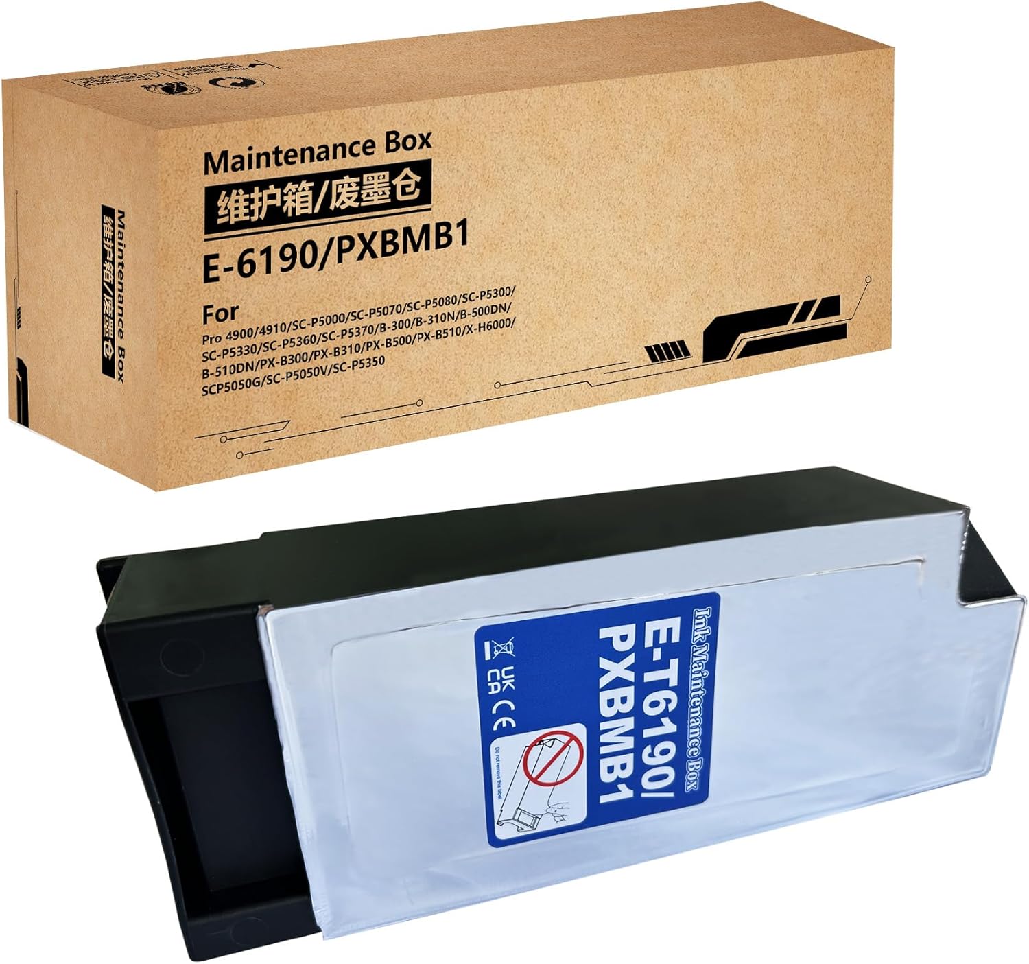 T6190 Maintenance Cartridge Compatible with SureColor P5000 P5300 P5370 SC-P5000 B-300 B-310N B-500 B-510DN Pro 4900 Printer, C13T619000 Waste Ink Collect Unit