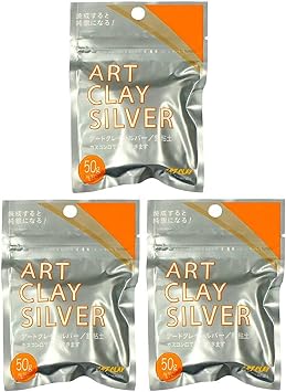 Art Clay Silver 50g 1.76oz Sterling Silver Clay A-275 Total 3 Pieces 150g 5.28oz Japan Import with Original Stylus Ballpoint Touch Pen