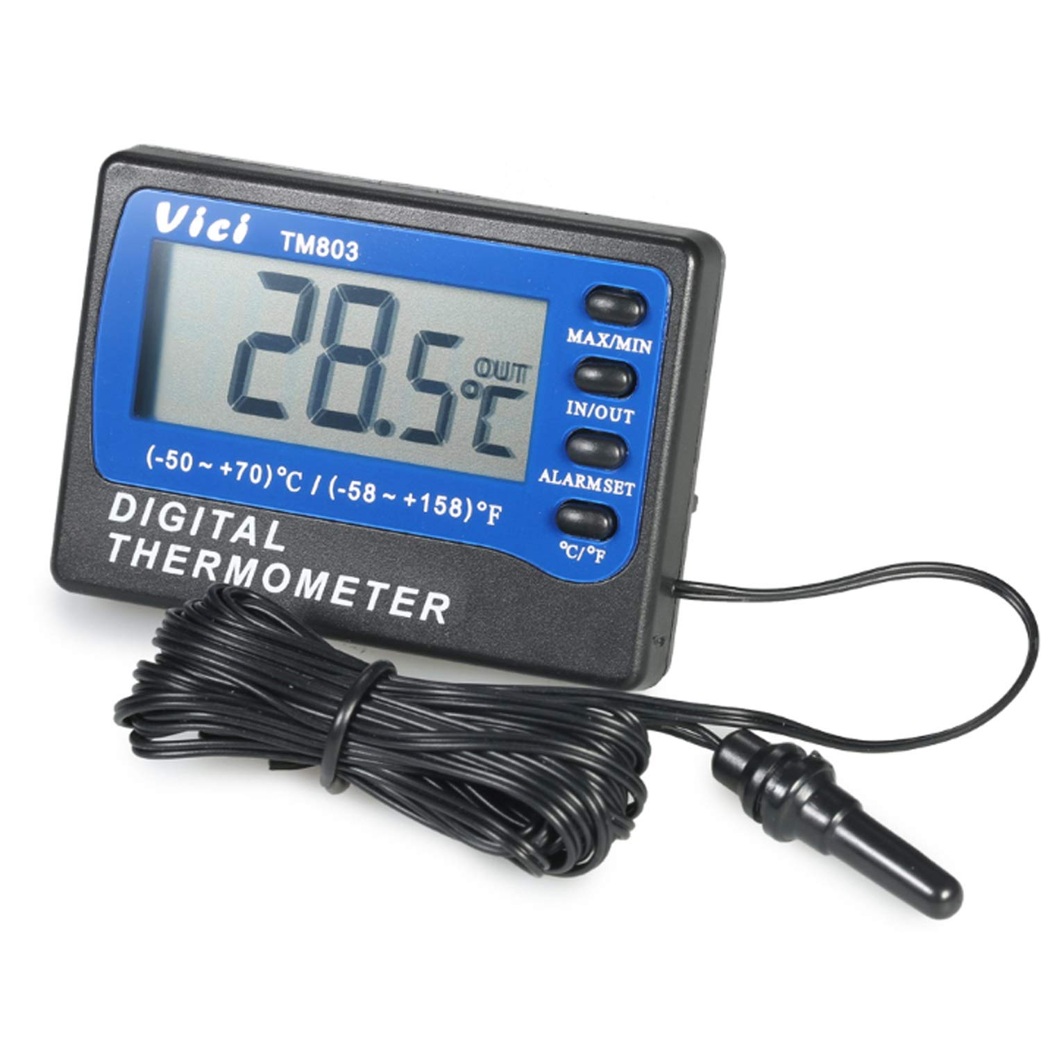 Termómetro TM803 Termómetro for refrigerador/congelador Termómetro digital LCD grande con alarma -50 a 70 ℃ Ventana de pared magnética Congelador Termómetro de superficie