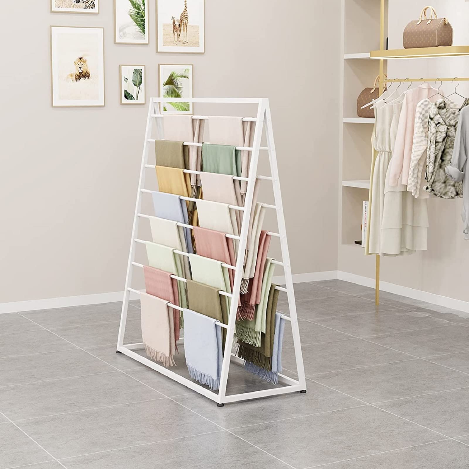 Silk Roll Display Rack Hijab Stand Organizer Metal Hijab Hangers - Scarf Display Stand - Floor ...