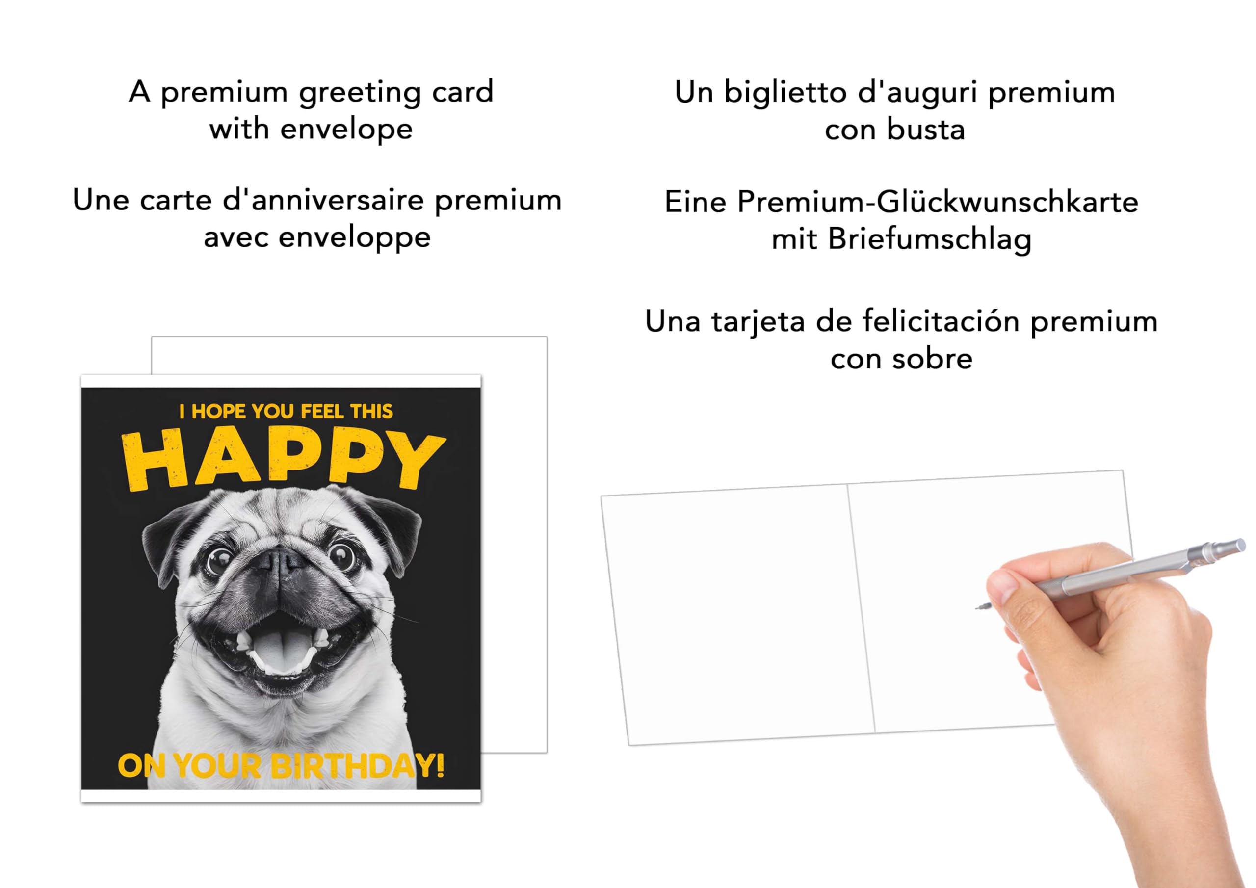 Biglietto Di Compleanno Premium Quadrato 14,5x14,5 Cm Con Busta - Design Esclusivo Per Moglie, Uomo O Amanti Degli Animali - Foto 9