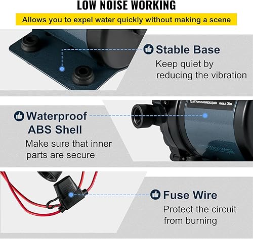 Miniatura 42 de VEVOR Bomba de diafragma de agua 5.5 GPM 12V Bombas de lavado automático 70 PSI Bomba para lavado de autos, riego agrícola, barcos, yates marinos
