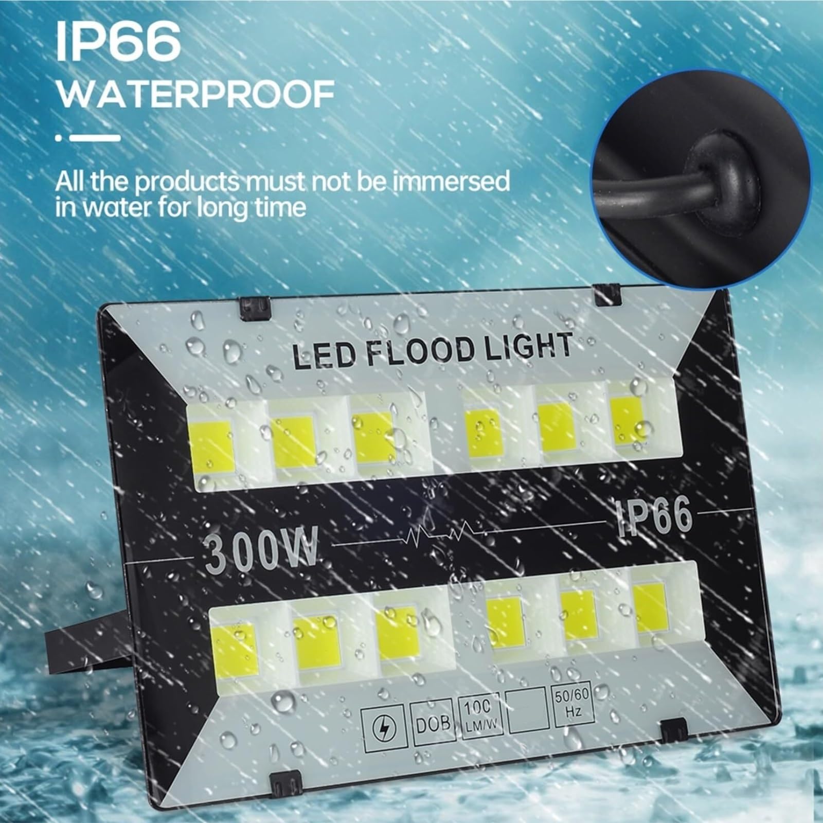 Lampy bezpieczeństwa Światło Halogenowe LED 50W 100W 200W 300W Światła Zewnętrzne Oświetlenie Reflektor Uliczny IP66 Wodoodporna Ściana, Oświetla Najszerszy Obszar do ogrodu(50W_6500 K COOL WHITE)