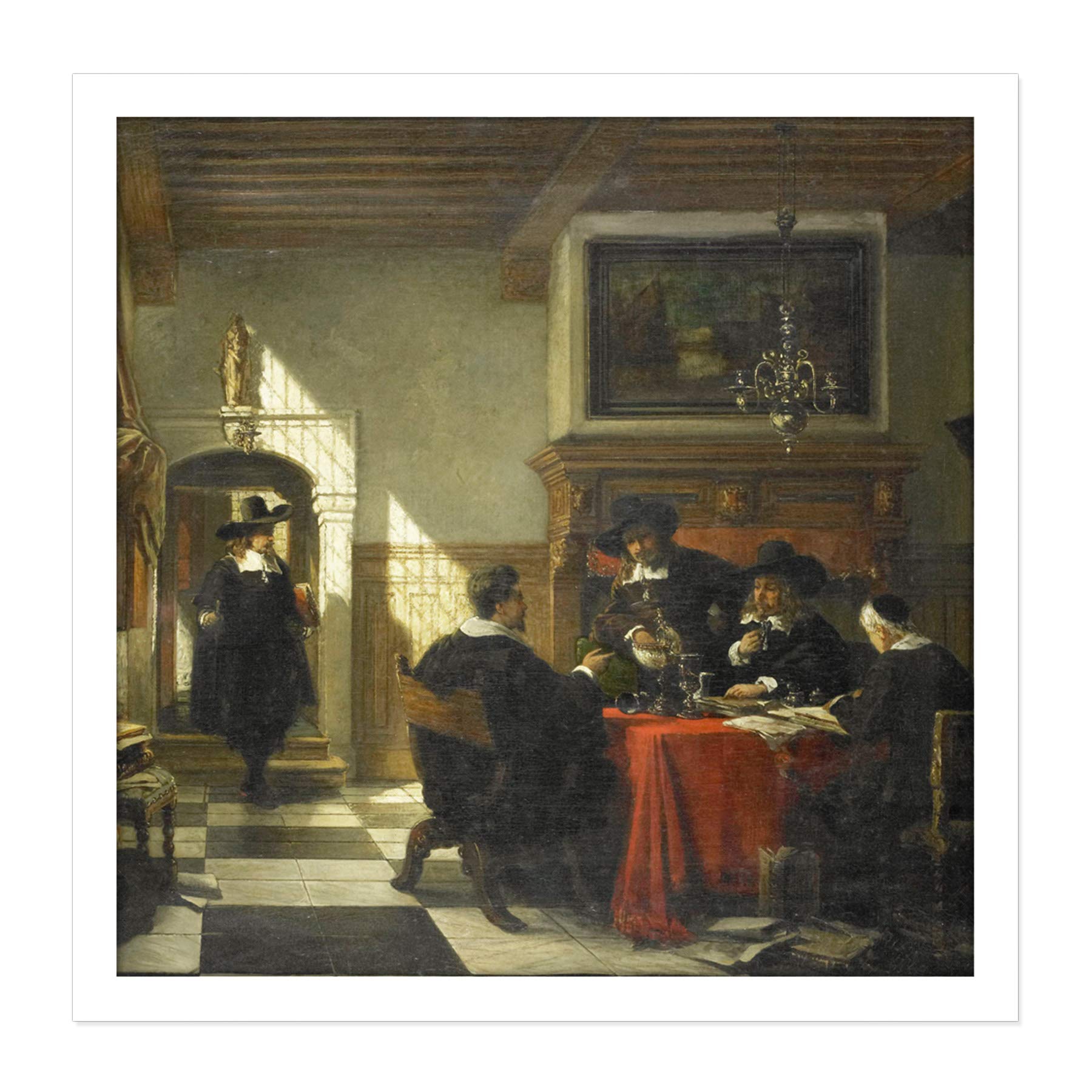 Artery8 Stroebel Company Dracht Table Nautilus Cup Square Wooden Framed Wall Art Print Picture 16X16 Inch