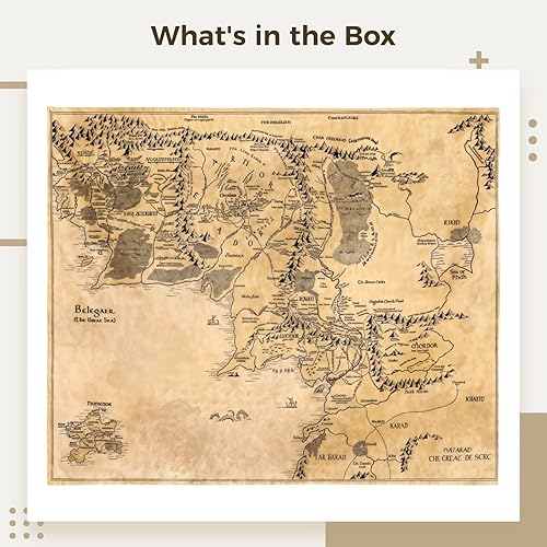 Miniatura 4 de Tapiz retro de mapa del mundo de la Tierra Media, póster de tela de pergamino de fantasía vintage, mapa antiguo para colgar en la pared para