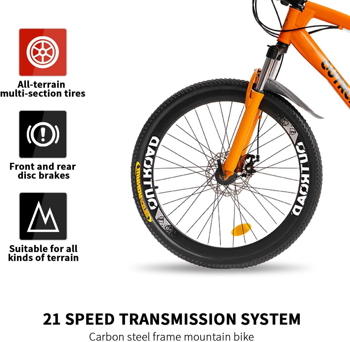 Max4out Mountain Bike 20/26/27.5 Inch Wheel 7/21 Speed Mountain Bicycle for Men and Women, High Carbon Steel Frame Road Bike with Daul Disc Brakes : Sports & Outdoors