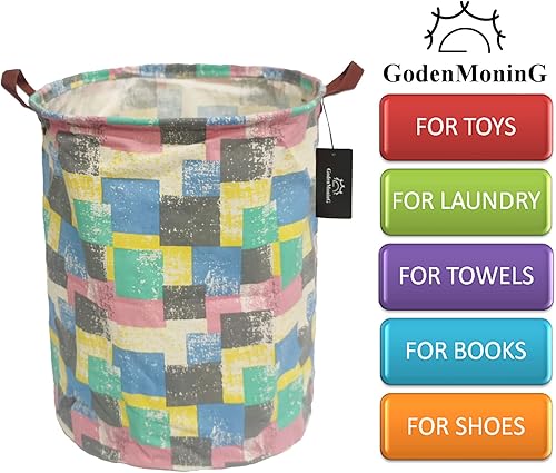 Miniatura 10 de GodenMoninG - Canasta plegable para la ropa sucia, 62.8 litros, redonda, impermeable, con asas, decoración del hogar, organizador de juguetes,