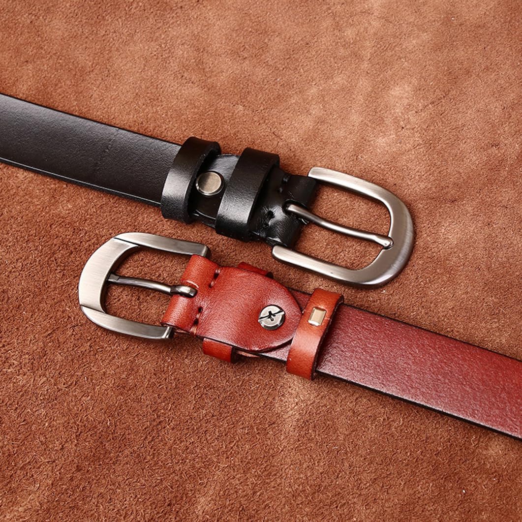 Ceinture en Cuir Pleine Fleur Femme Homme 3,8cm De Large Sangle De Taille Robuste Fabriquée à La Main pour Jeans, Western, Décontractés Et Habillés(115cm/45, Reddish Brown)