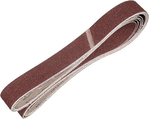 Miniatura 63 de HARFINGTON 3 correas de lijado de 18 pulgadas, 12 unidades de 60 granos de óxido de aluminio abrasivo de lijadora para carpintería, pulido de metal,