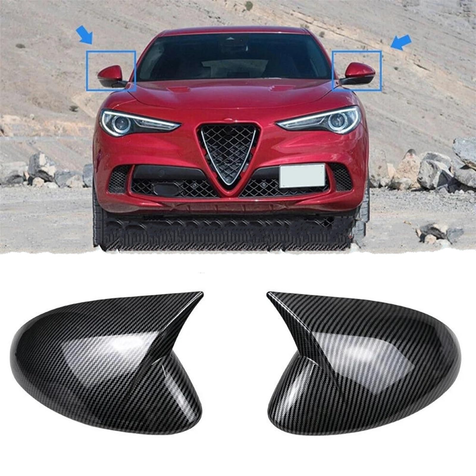 Amazon | バックミラー アルファロメオステルヴィオ 2017-2023 車の  