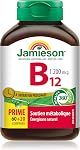 Jamieson Vitamine B12 Méthylcobalamine 1 200 mcg Comprimés, Libération Contrôlée, Action Rapide, Énergisant Naturellement, et Soutient le Métabolisme. Végétarien, Non-OGM, Sans Gluten, 80 Comptes, Fièrement Canadien