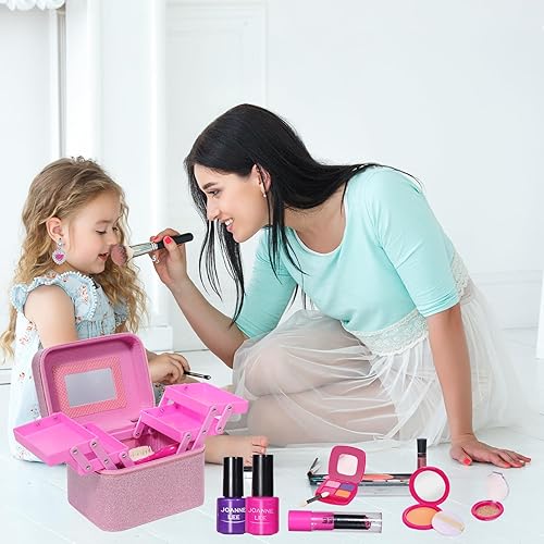 Miniatura 5 de Kit de maquillaje para niños para niñas, kit de maquillaje de simulación para niñas, juguetes de maquillaje falsos con estuche de cosméticos,