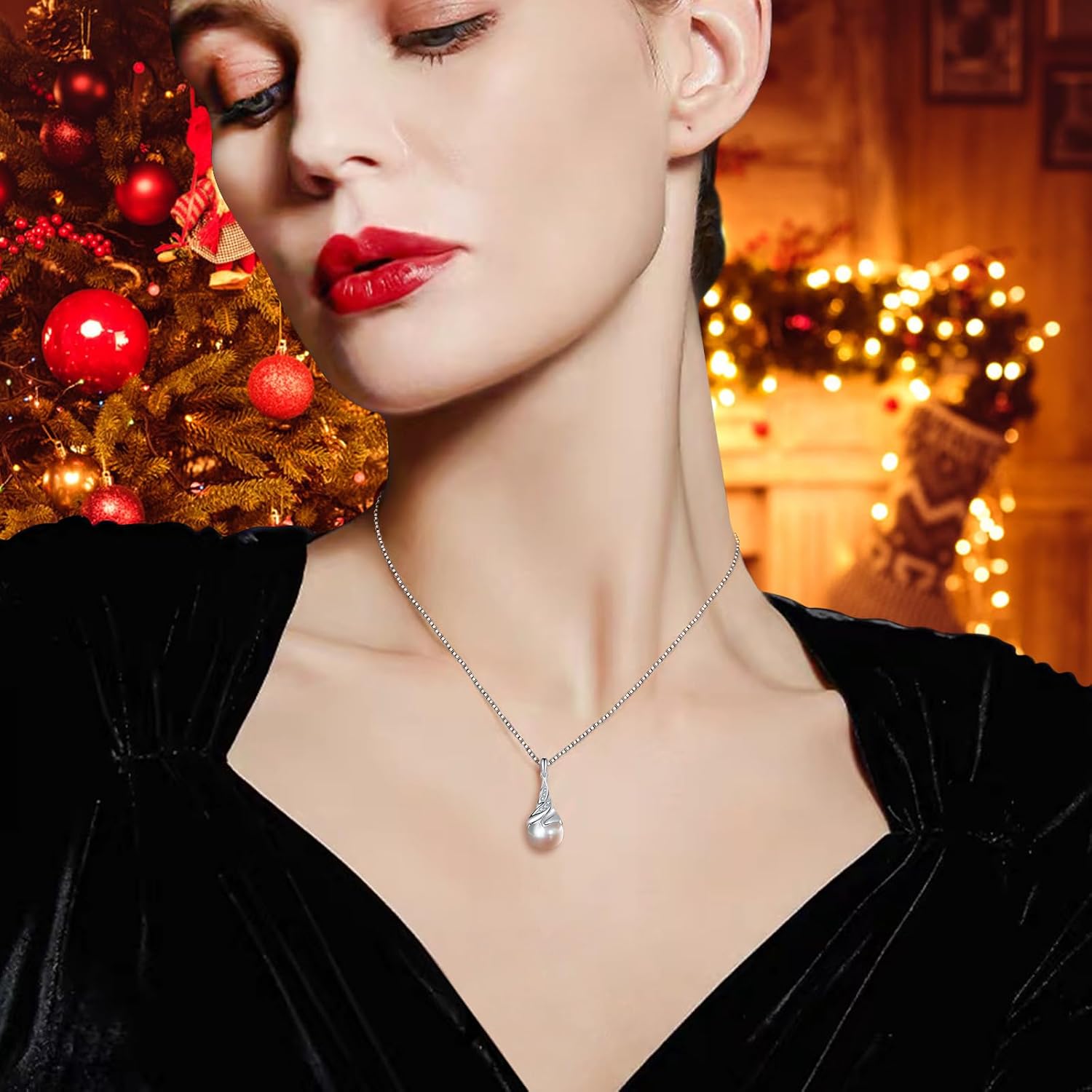 NONNYL Pearl Necklaces, Mothers Day Gifts for Mom Women Wife， Fine Jewelry for Women wife gifts Christmas day gifts, Valentines Day gifts for her, gifts Anniversary Birthday day Gifts