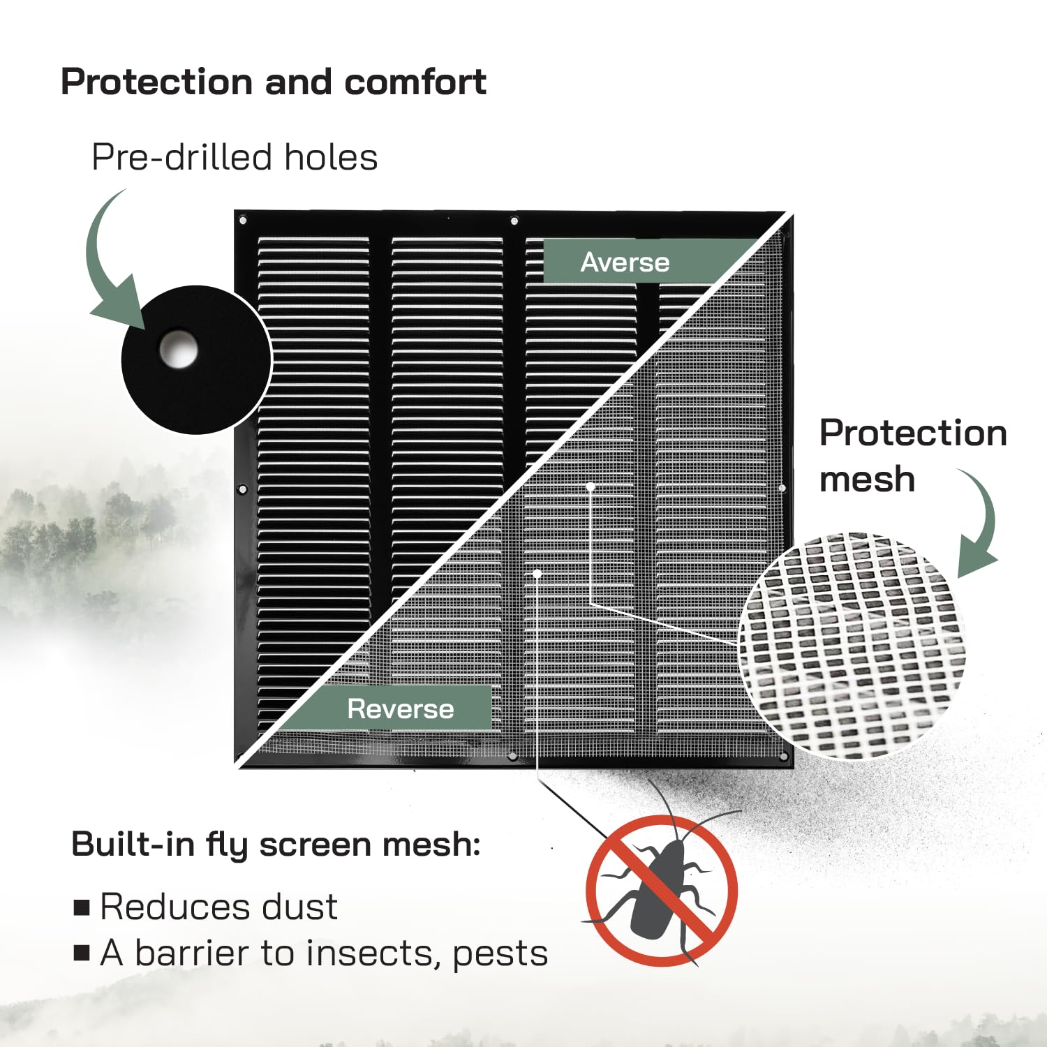 Griglia Di Ventilazione Zincata 40x40 Cm Con Zanzariera - Per Riscaldamento, Raffreddamento E Ventilazione