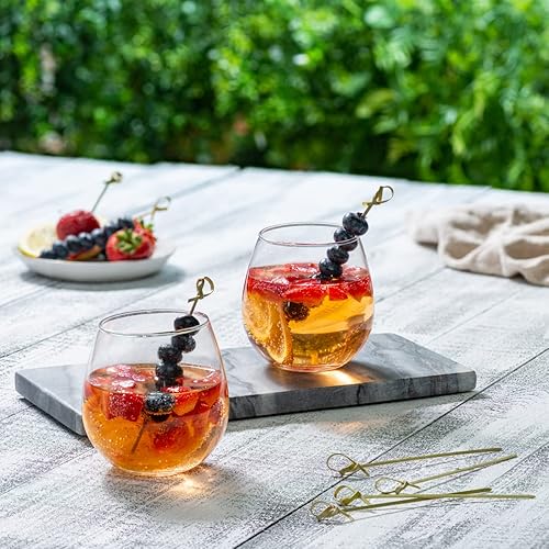 Miniatura 3 de GUSTO Púas de nudo de bambú  Púas de cóctel de 4.75 pulgadas, brochetas de aperitivos y palillos de dientes para aperitivos, frutas, sándwiches