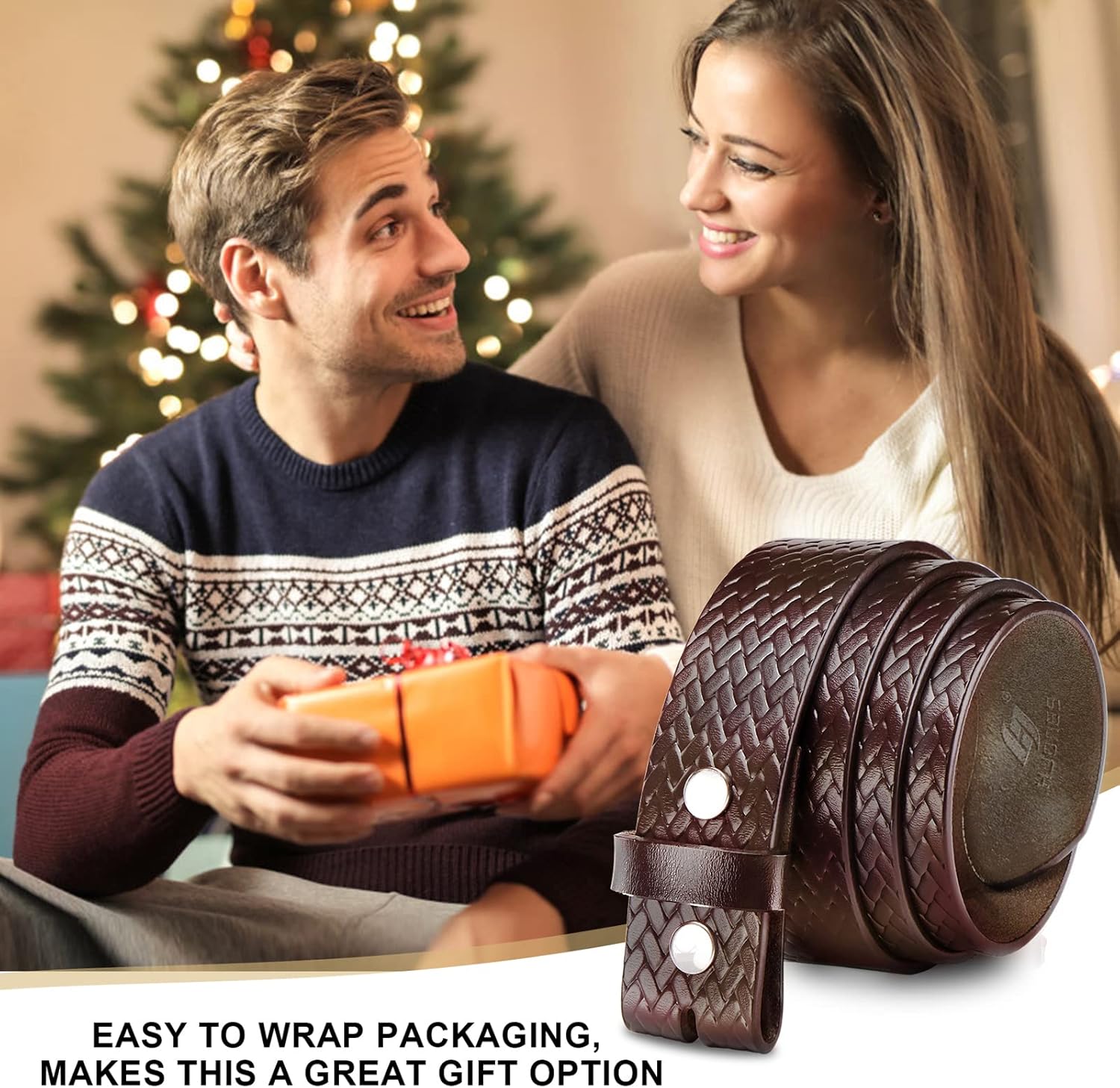 HJones Western Belts for Men without Buckle,Cowboy Belt Buckles for Men,1.5" Wide Genuine Leather Belt No Buckle - Image 7