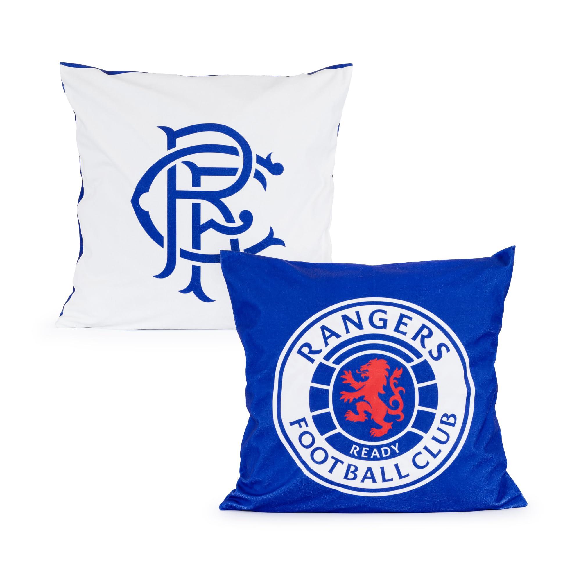 Rangers FC Official Reversible Cushion Covers Twin Pack – Authentic Glasgow Football Club Crest Designs – Decorative Pillow Cases for Sofa, Bedroom & Team Fan Gift (Set of 2)