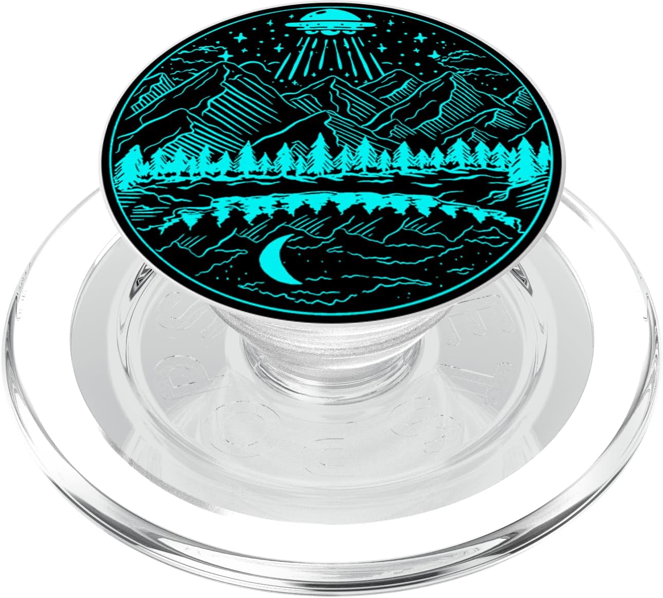 Galaxy UFO Abduction Space Astronaut Nature Lake Moon Alien PopSockets PopGrip for MagSafe