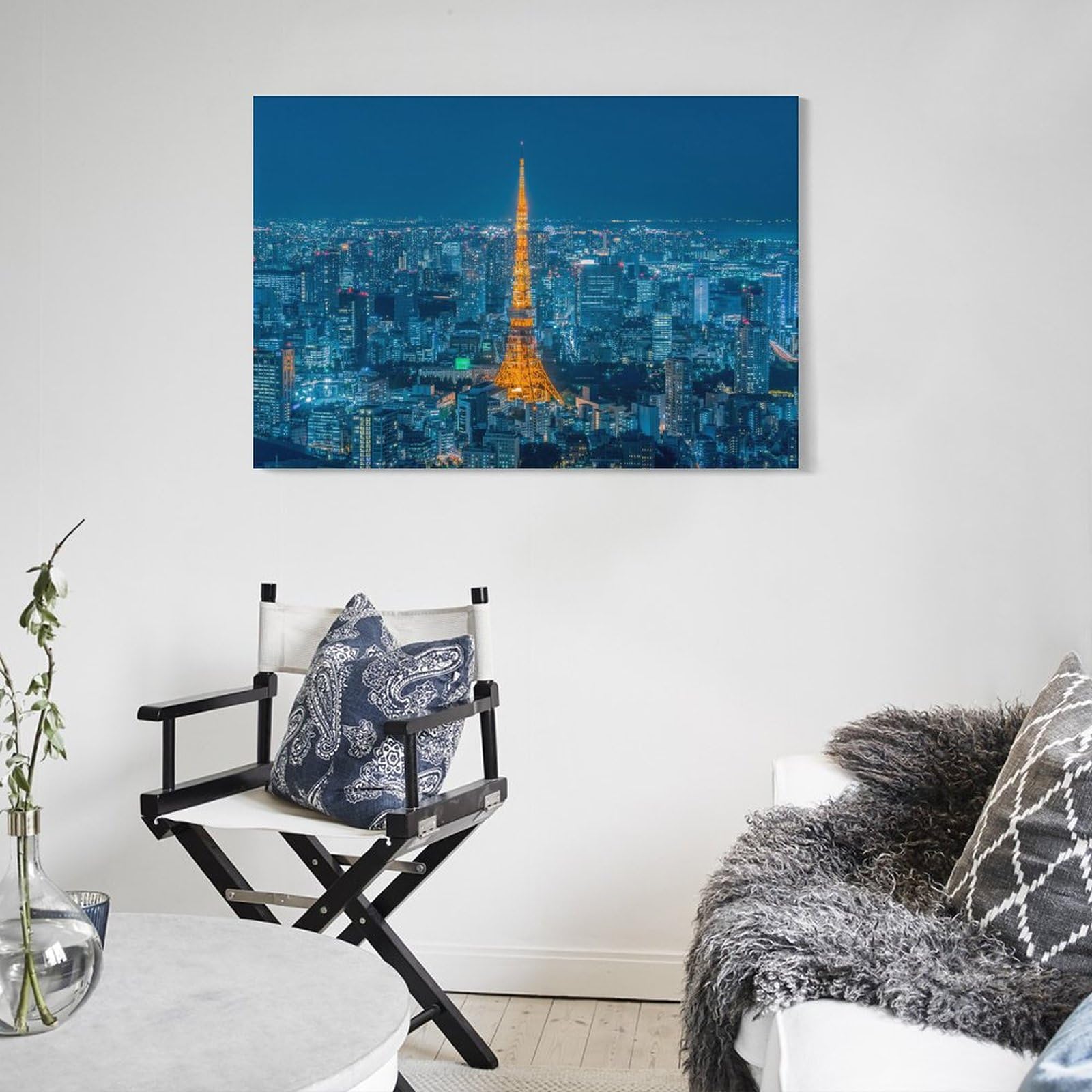 Amazon.co.jp: 絵画 光る東京タワーと夜の東京の街並みインテリア 絵画