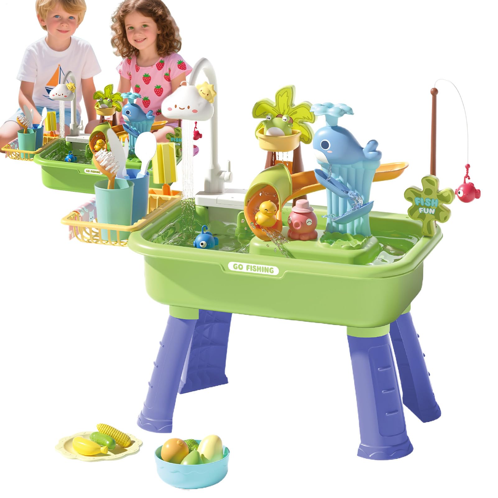 Wassertisch Outdoor Sand- Und Wassertisch | Sinnesförderndes Lernspielzeug Mit Pumpe Für Zuhause Garten Förderung Der Hand-Augen-Koordination Spielspaß Draußen