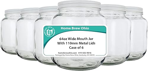 Miniatura 2 de Tarros de boca ancha de 64 onzas con tapas de metal sólidas de 4.331 in (paquete de 6)