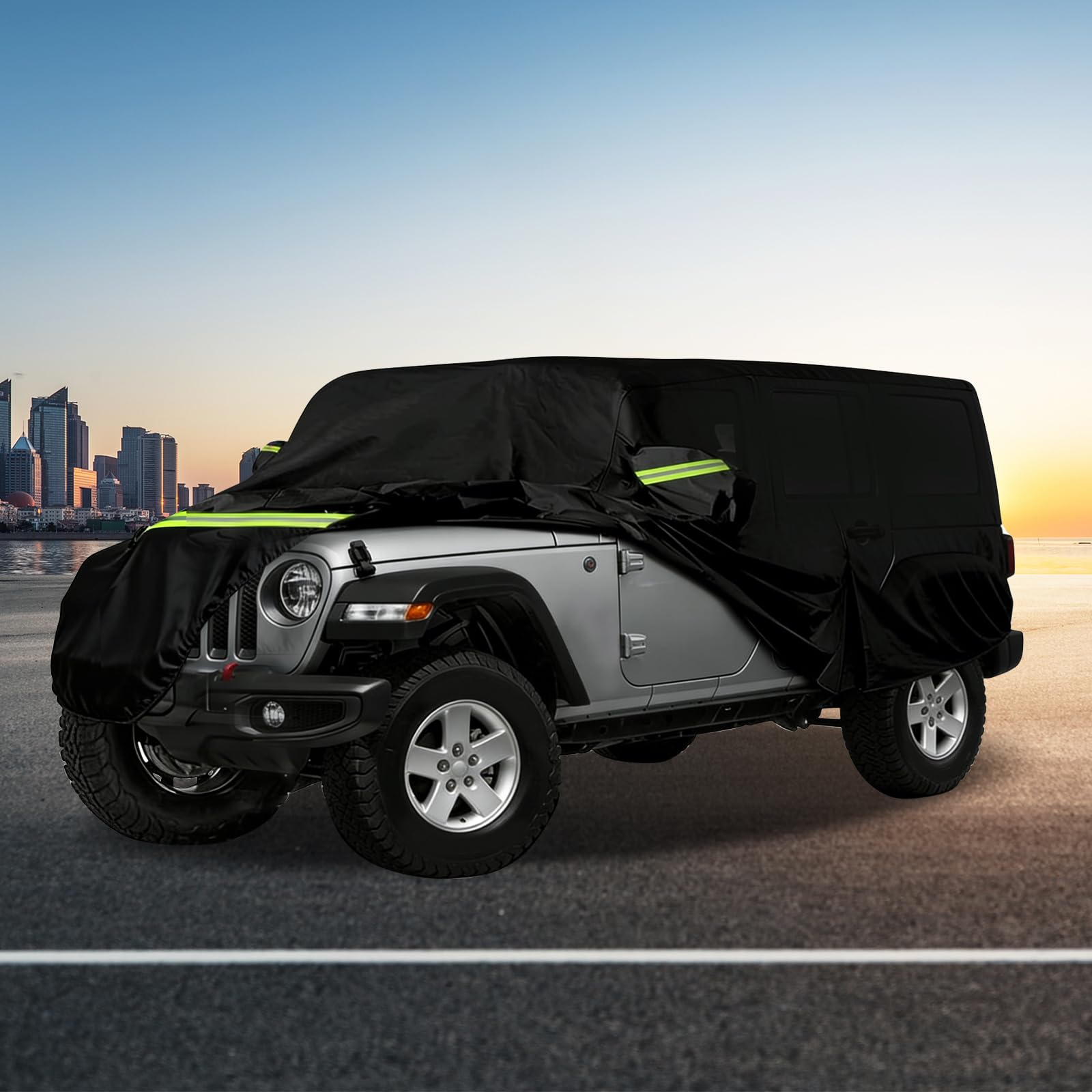 Abdeckung für Jeep Wrangler 4-Türer 2007-2026, Car Cover Regenfest, Sonnenfest, Wasserdicht, Regenschutz für Autos Inklusive Aufbewahrungstasche, Autoabdeckung (Für 4-Türer)