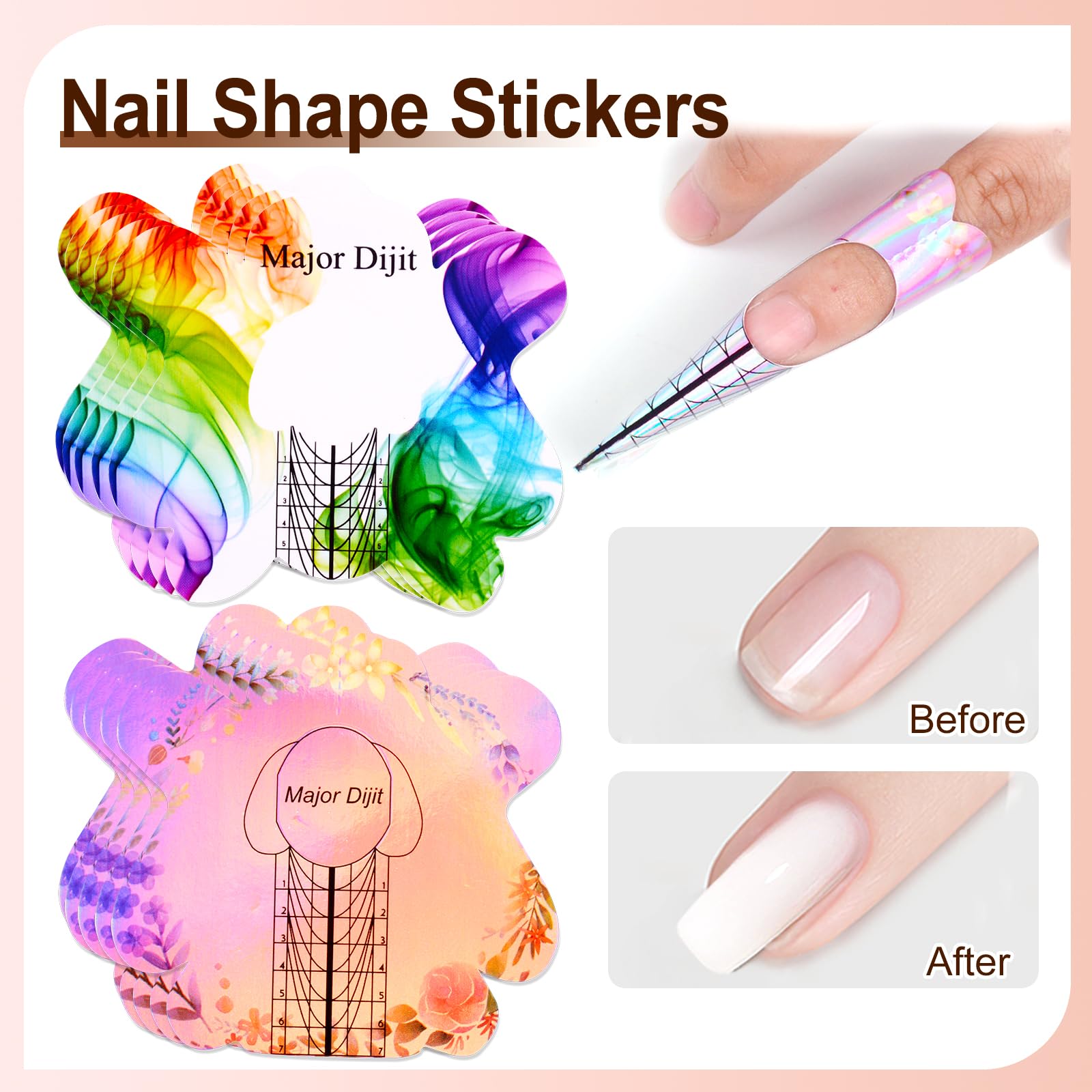 Major Dijit Nagel Set für Acrylnägel mit UV-Licht | Starter-Kit mit Acrylpulver, elektrischem Nagelfräser, Zubehör & Deko | Komplettset für Anfänger & Home-Salon (Transparent/Weiß/Nude)