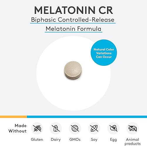 Miniatura 2 de XYMOGEN Melatonina CR suplemento de melatonina de liberación temporal de 5 mg con vitamina B6  Noche + apoyo inmunológico  La entrega bifásica se