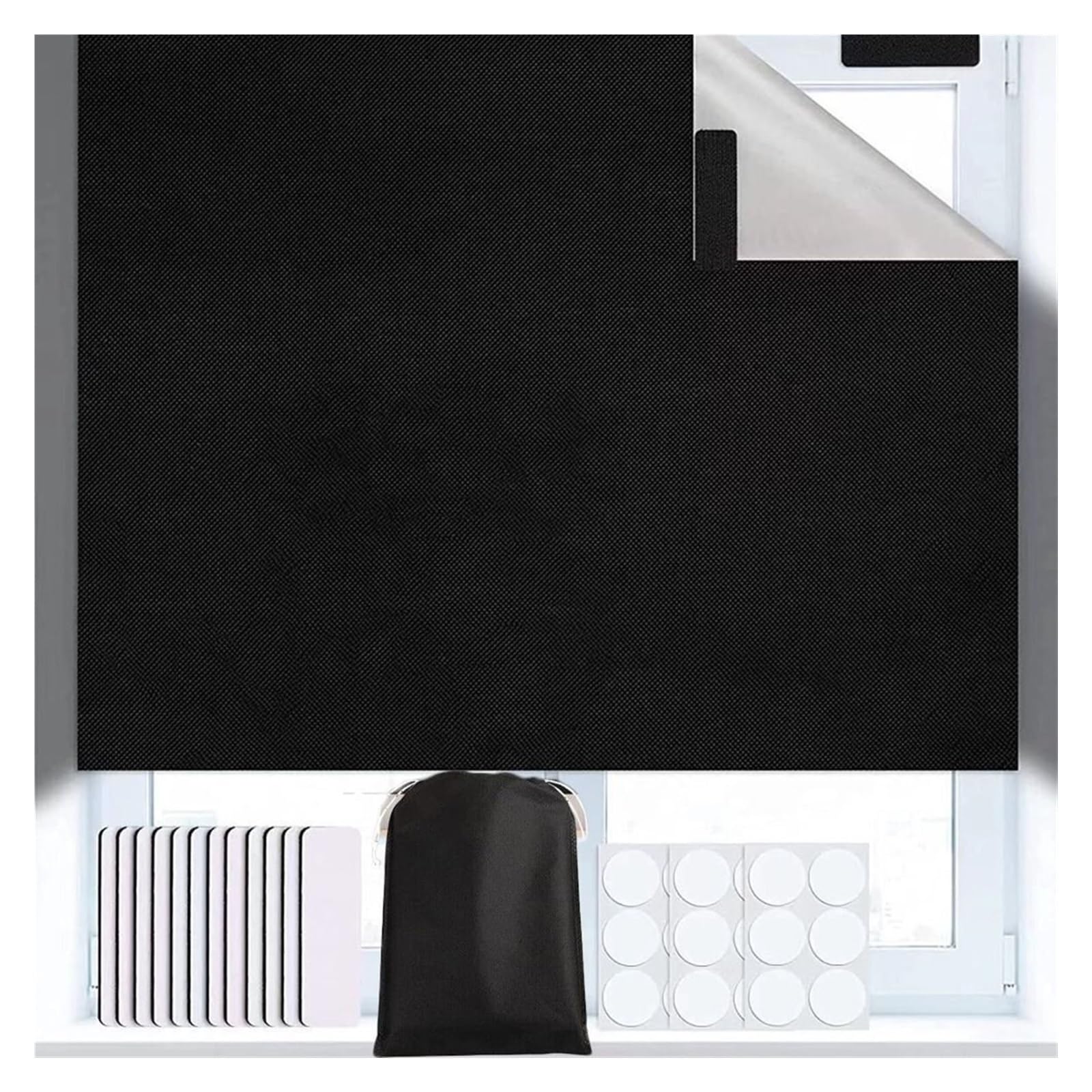 XIUsheUA blackout blinds stick on Portable Travel Blackout Curtain Blind Window Thermal Insulated Kitchen Curtains Stick On DIY Non-perforated Temporary(B-150X200cm)