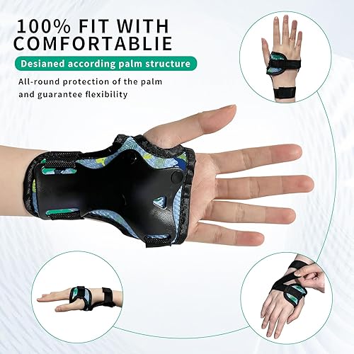 Vista 20 de Almohadillas para patineta para niños, jóvenes y adultos, coderas y muñequeras, equipo de protección, correas dobles fuertes y clips ajustables