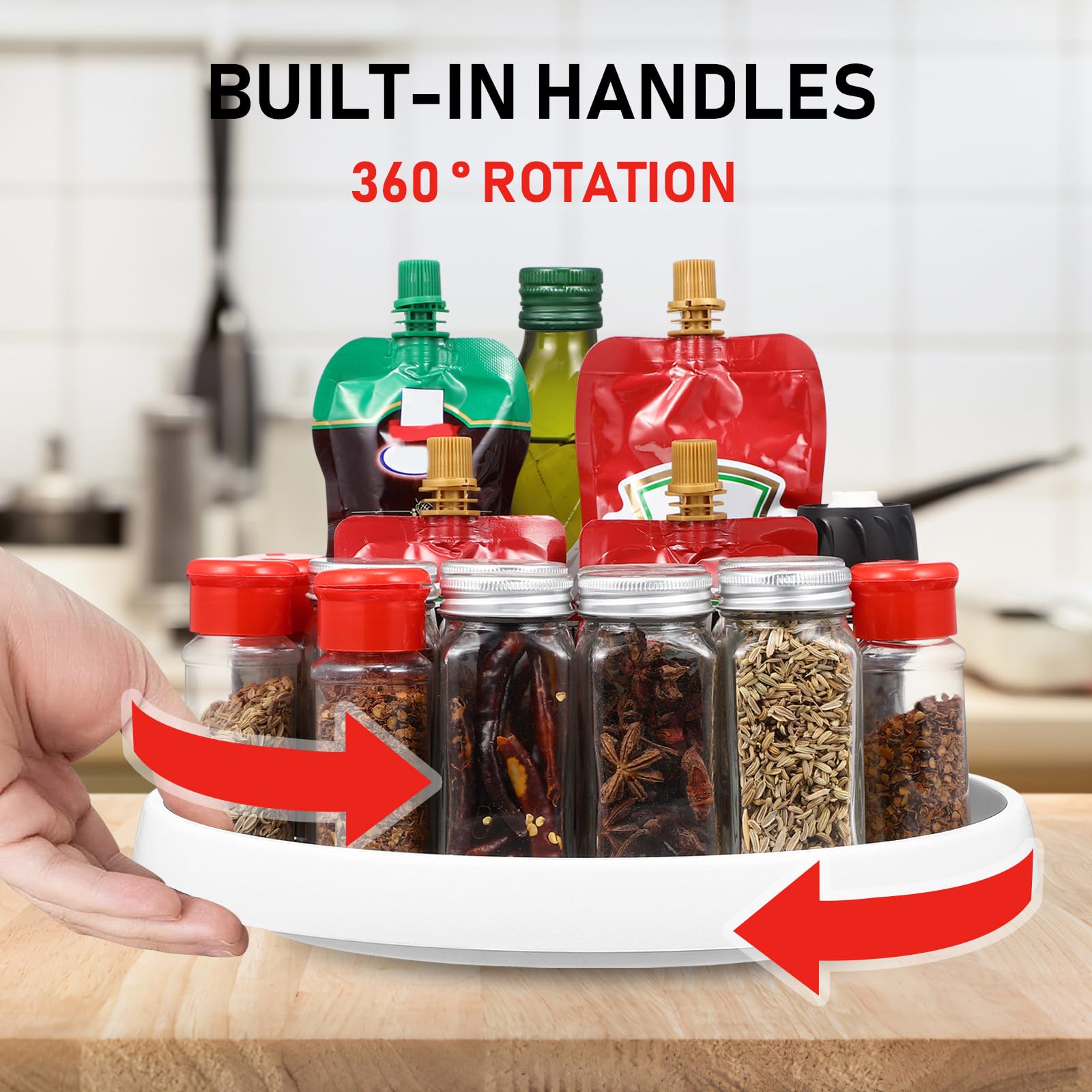 Drehbarer Drehteller für Arbeitsplatte und Schrank, multifunktionaler Ständer für Küche und Bad, 30 cm, 2 Stück