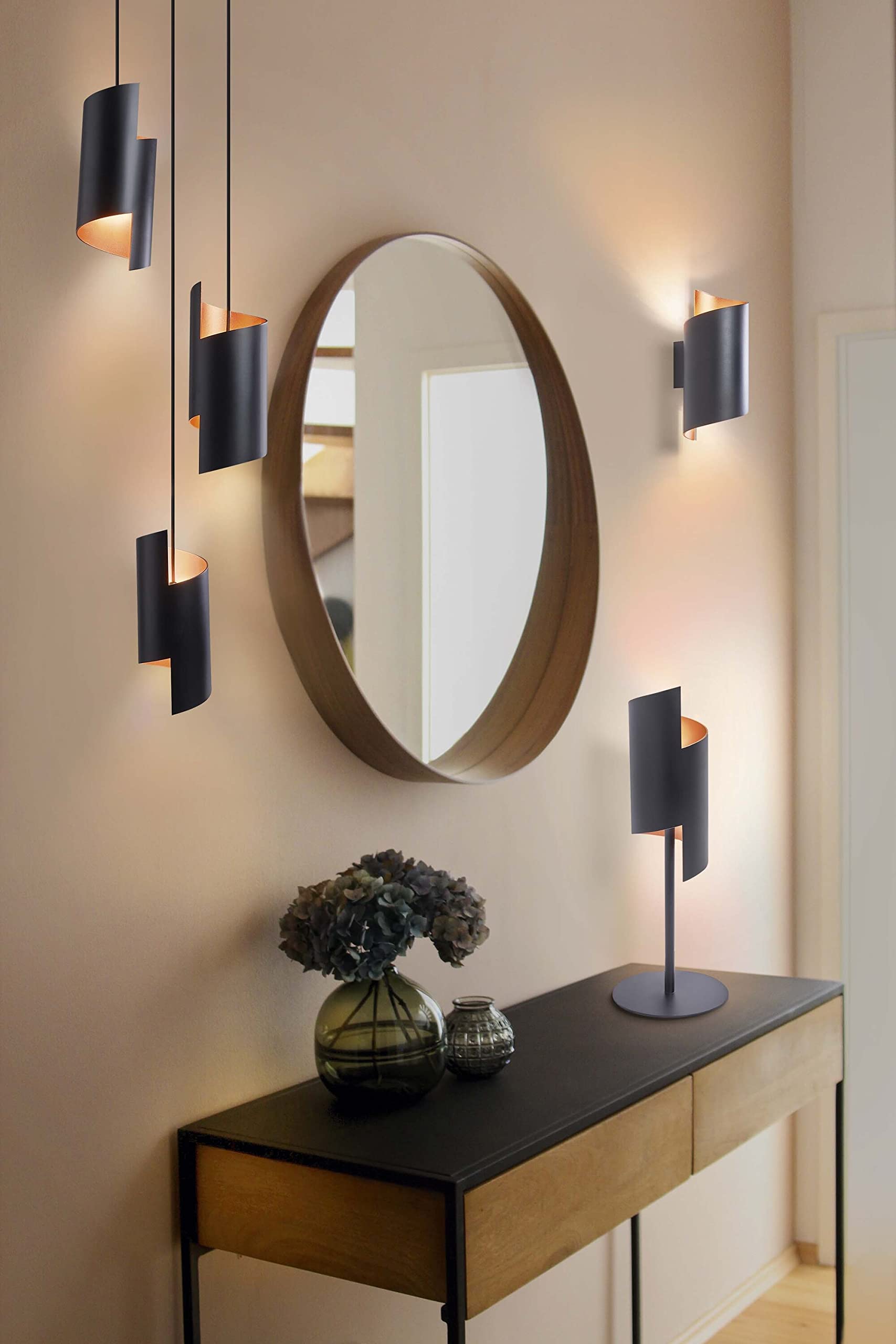 LEDVANCE SMART+ DECOR Twist lampada a sospensione WiFi, nera, 24,5W, 2100lm, luce bianca regolabile 3000-6500K, DIM, luce verso l'alto e il basso, controllo da app, compatibile con Amazon, Google