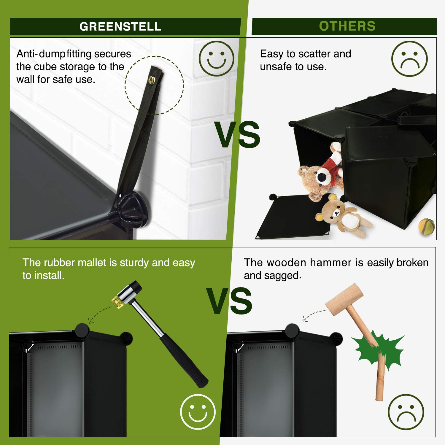 GREENSTELL 12 Cubes Storage Organizer,DIY Plastic Stackable Shelves