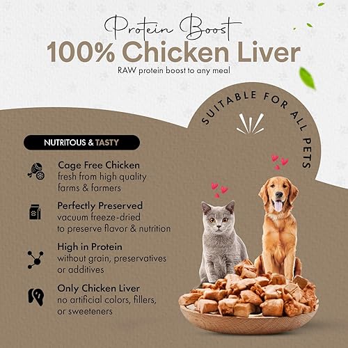 Miniatura 4 de Golosinas de hígado de pollo liofilizadas o toppers - Hecho de 100% pollo solo 1 ingrediente - Hacemos nuestras golosinas para gatos y perros en los