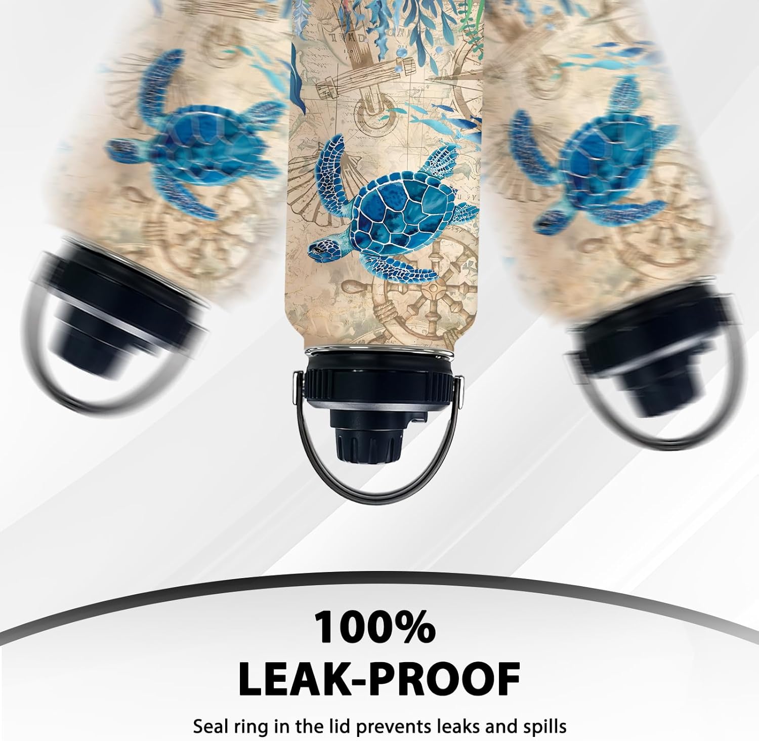 Sea Turtle Gifts for Women, Turtle Beach Water Bottle Tumbler Cup with Lid 32oz, Turtles Beach Ocean Coastal Themed Gift, Christmas Gifts for Marine Conservation Supporters Turtles Lover, 1 PCS - Image 5