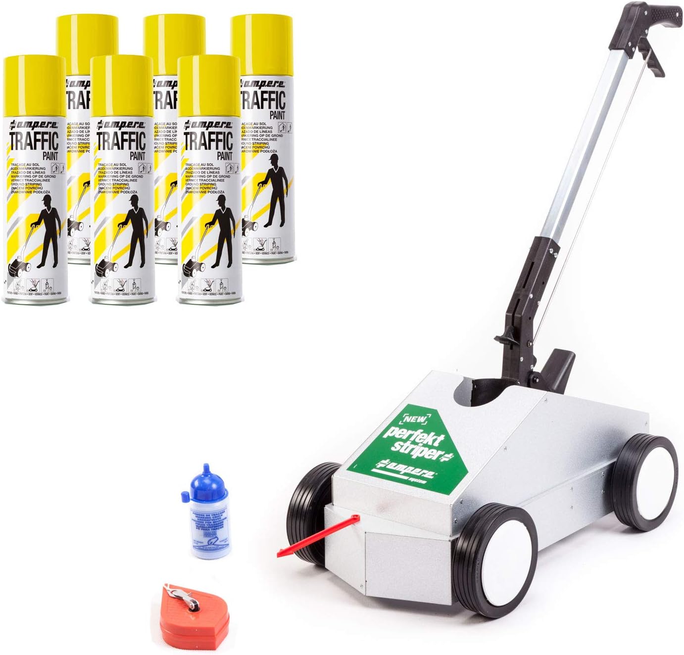 Floor Marking Colours and Trolley for Perfect Marking in Warehouse Parking Lot Parking Garage Industry - Suitable for Ampere Colorline or Other Floor Marking Colours Yellow Colour + Car