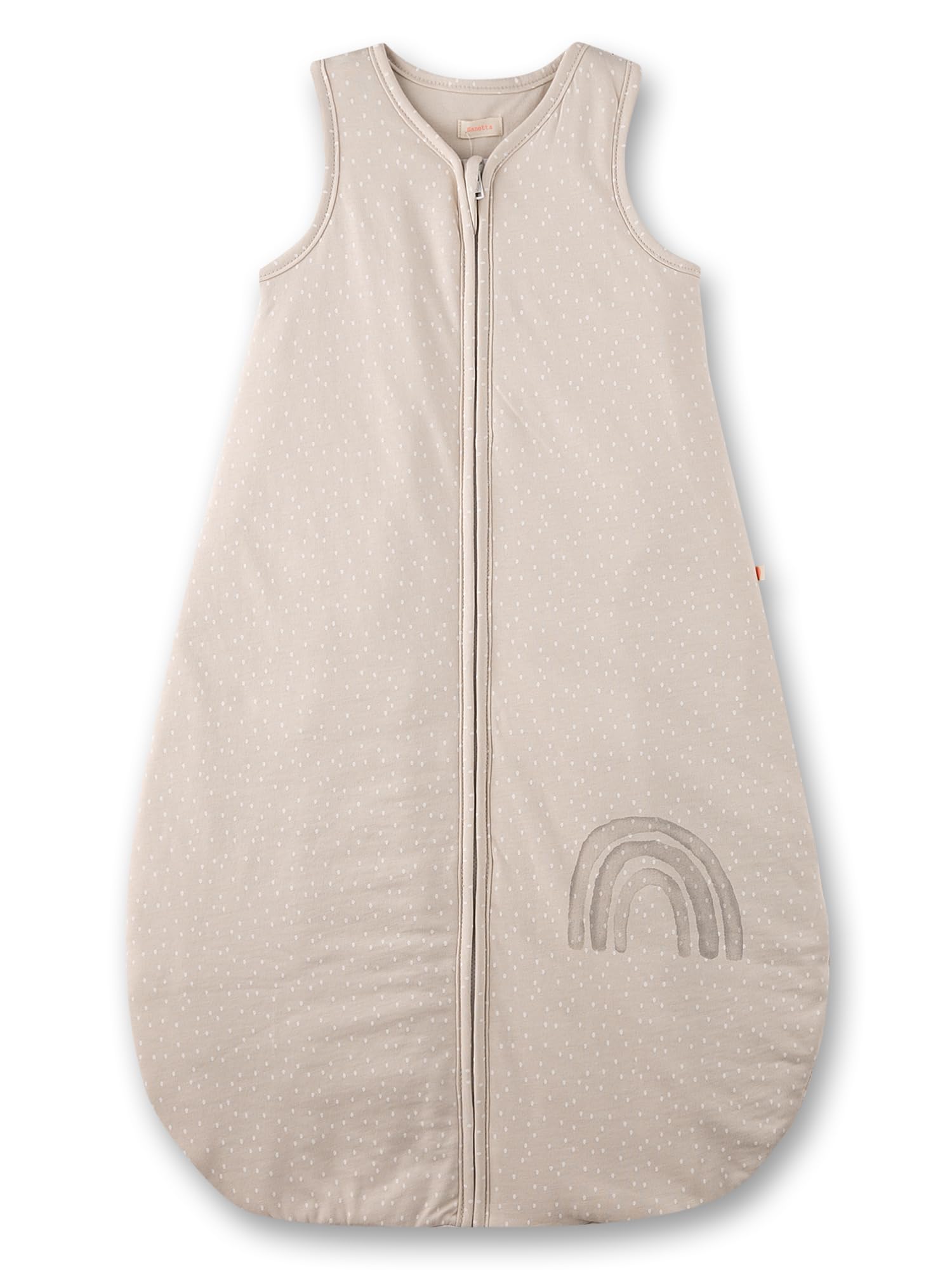 Sanetta Baby-Schlafsack Beige | Praktischer und bequemer Unisex-Schlafsack aus Bio-Baumwolle. Baby-Schlafsack mit Reißverschluss und Regenbogen-Print | Baby Sleeping Bag
